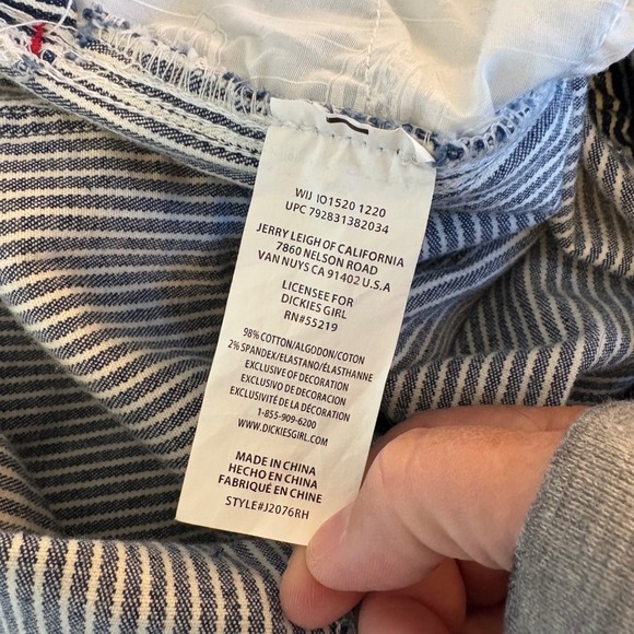 Dickies Women's Hickory Striped Denim Overalls 1X Blue White Carpenter - Picture 10 of 12